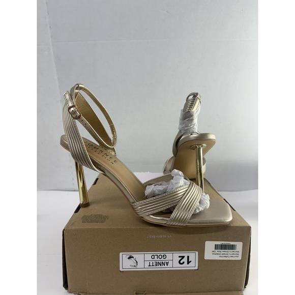 Journee Collection Shoes - Journee Collection Women's Annett Gold Mid Heel Open Toe Pumps Strappy Size 12M